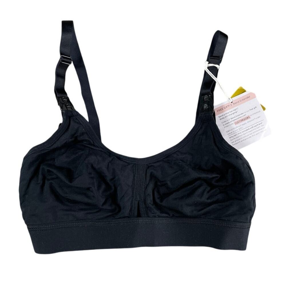 Simple Wishes Nursing Bra Womens Small Black Maternity Stretchy Padded NWT
